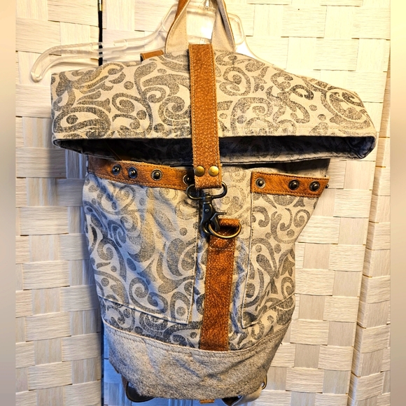 Myra Bag Handbags - Myra canvas leather hairon backpack